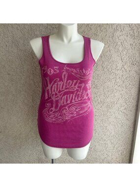 NWOT Womens Harley Davidson Pink Studded Ribbed Tank Top Shirt Biker